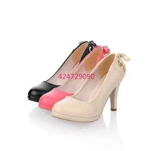   Fashion High Heel Back Lace Ups Round Head PU Shoes US All Size Z098