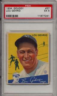 1934 Goudey   Lou Gehrig #37   YANKEES HOF   PSA 5 EX  