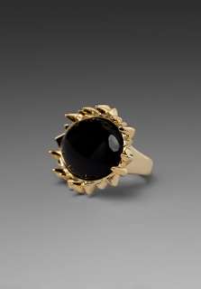HOUSE OF HARLOW Spike Ring with Black Cabochon in Gold at Revolve 