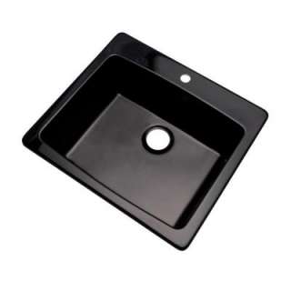   In Composite Granite 25x22x9 1 Hole Single Bowl Kitchen Sink in Black