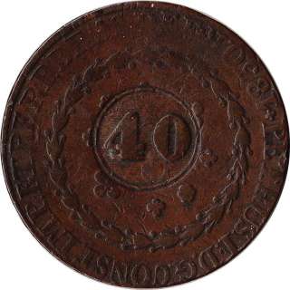   Brazil 40 Reis Countermark on 1830 80 Reis Large Coin KM#444.1  