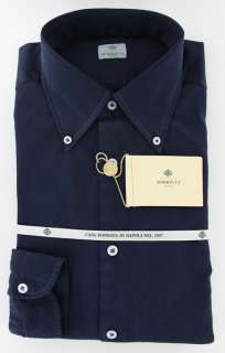 New $425 Borrelli Navy Blue Shirt 16/41  