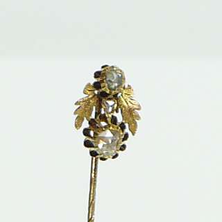 Biedermeier Anstecknadel Gold 585 Rosen Diamanten  