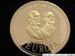 Silber 999 Medaille Europäische Union Adenauer, De Gaulle Gründer 