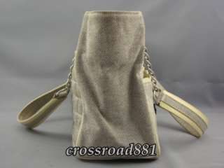   Gray Cotton Canvas Hand / Shoulder Tote Bag Very Good Condition  