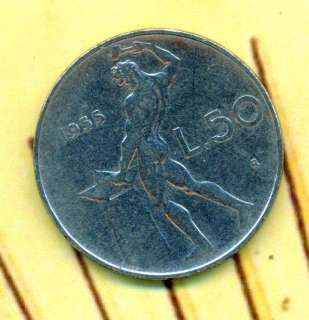   50 R Lire Republica Italia, Italy, Italian, coin, old currency  