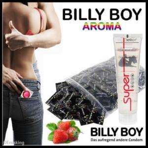 100 Billy Boy rot Erdbeer Kondome Condome + Gleitgel  