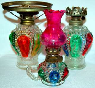   CLEAR/STAINED GLASS OIL LAMPS CROWN SHAPE MADE IN HONG KONG  