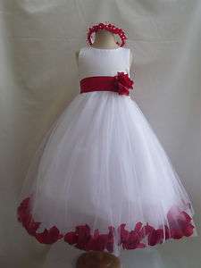 NEW WHITE RED INFANT EASTER PAGEANT FLOWER GIRL DRESS S M L XL 2 4 6 8 
