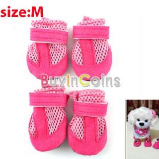 Grid Pet Dog Boots Soft Shoes Air Holes Suede Synthetic Rubber Non 