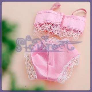 Satin LACE Pajamas Underwear Set For Barbie Pink White  