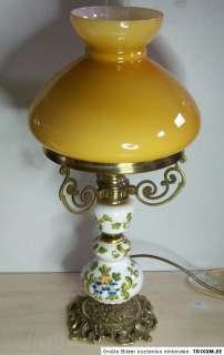 Petroleumlampe elektrische edle Tischlampe Messing Keramik Porzellan 