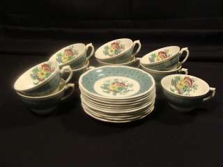 Set 9 Ridgways Ridgway Plymouth Green Cups and Saucers  