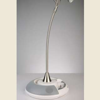  White Desk Table Lamp with iPod/MP3 Dock and Speaker Player  