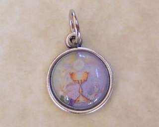 1st First Communion Chalice Charm Medal 5/8 SILVER A109 Small  