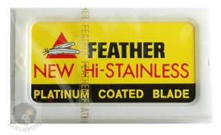10 Genuine Feather Hi Stainless Double Edge Razor Blades Made in Japan 