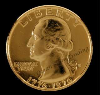 24 kt Gold Plated 1776 1976 Bicentennial Quarter D Mint  