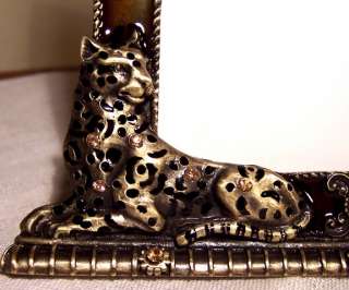 TWO LEOPARD Enameled Jeweled PICTURE FRAME  