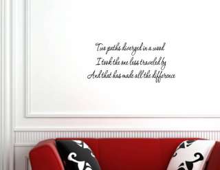 TWO PATHS IN A WOOD Vinyl wall lettering sayings words decals art 