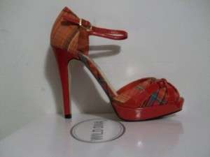 Christmas Red Plaid Peep Toe Pumps/ WILD DIVA Shoes  8  