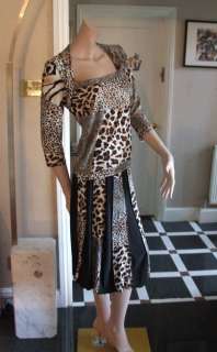 Frank Lyman 10 BNWT Fabulous Leopard Skin Print 2 Pc Skirt & Mock 