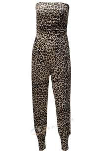 Overall Damen Gestreift Anzug Leopard Muster Bandeau Playsuit Jumpsuit 
