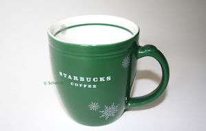 Starbucks Mug Tasse Christmas Snow Green 2010   12 oz  