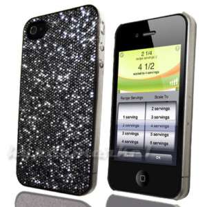 BLACK GLITTER SPARKEL BLING CASE COVER FOR iPHONE 4 4G  