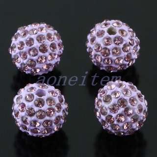 10mm Round Ball Pave Crystal Rhinestone Loose Spacer Beads Jewelry DIY 