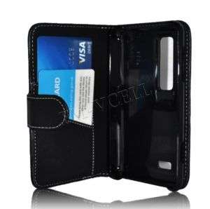 LG OPTIMUS 3D Flip Book Wallet Cover Case Pouch BLACK  