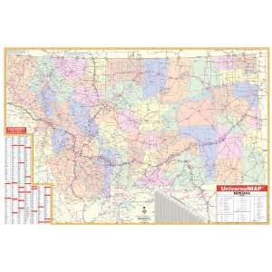 Montana State Wall Map - 63x42- Laminated on Roller Kappa Map Group