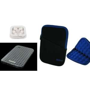  Neoprene Sleeve Case (Black / Dark Blue) / TPU Flex Skin Case (Plaid 