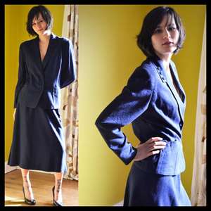 1940s vintage SKIRT SUIT fitted CUTE DETAILS raw silk XXL +  
