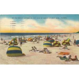 1960s Vintage Postcard Beach Scene on Gulf of Mexico   Holiday Isles 