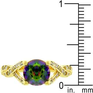 Carat 14k Gold Bonded Cocktail Ring with a Large Mystic Color 