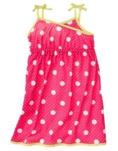   GYMBOREE Pink White Dot w/Yellow Trim Gown Gymmies, Size 5 6 7 8 10 12