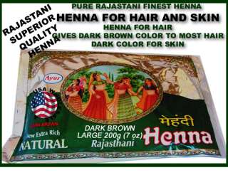   natural henna 200 grams 7 oz for dark brown color on hair and body