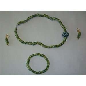  Green Beaded Jewelry Set Arts, Crafts & Sewing