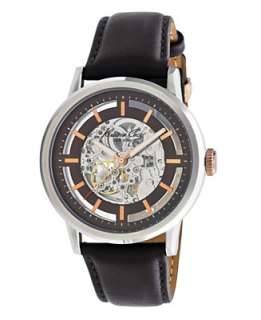   Cole New York Watch, Mens Automatic Brown Leather Strap KC1718