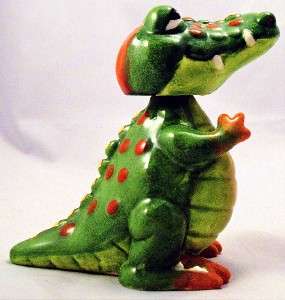 Green Alligator Standing Bobble Head Ceramic 5.5 MIB  