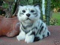 Furry Plush Stuffed Wildcat Animal Figurine WHITE TIGER  