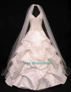 Bridal Wedding Veil S418VL Cathedral Length Ribbon Edge Diamond White 