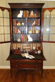 Antique Desk Secretary~English Bookcase over drop front desk~Queen 