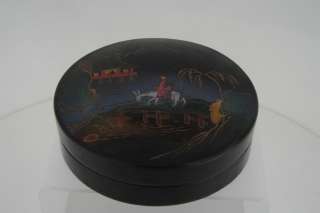 Vintage Hand Painted Japanese Lacquer Box / Great Cond  