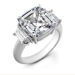 08 Ct 3 Stone Asscher Cut Diamond Engagement Ring 14K  