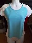 Nike dri fit womens small shirt top athletic apparel light blue white