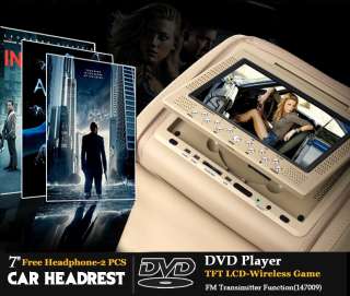 Black 2x7 Pillow Headrest In Car DVD Player Monitor Zipper Cover 2x 