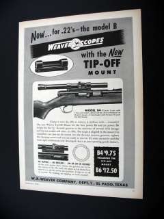 Weaver Model B4 Scope 22 gun gunscope 1954 print Ad  