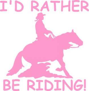 Rather b Riding Pink Girl Reining/Cutting Horse Sticker  
