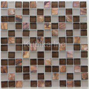 Glass Shell Mosaic Tile Kitchen Backsplash Brown Beige J28 SAMPLE